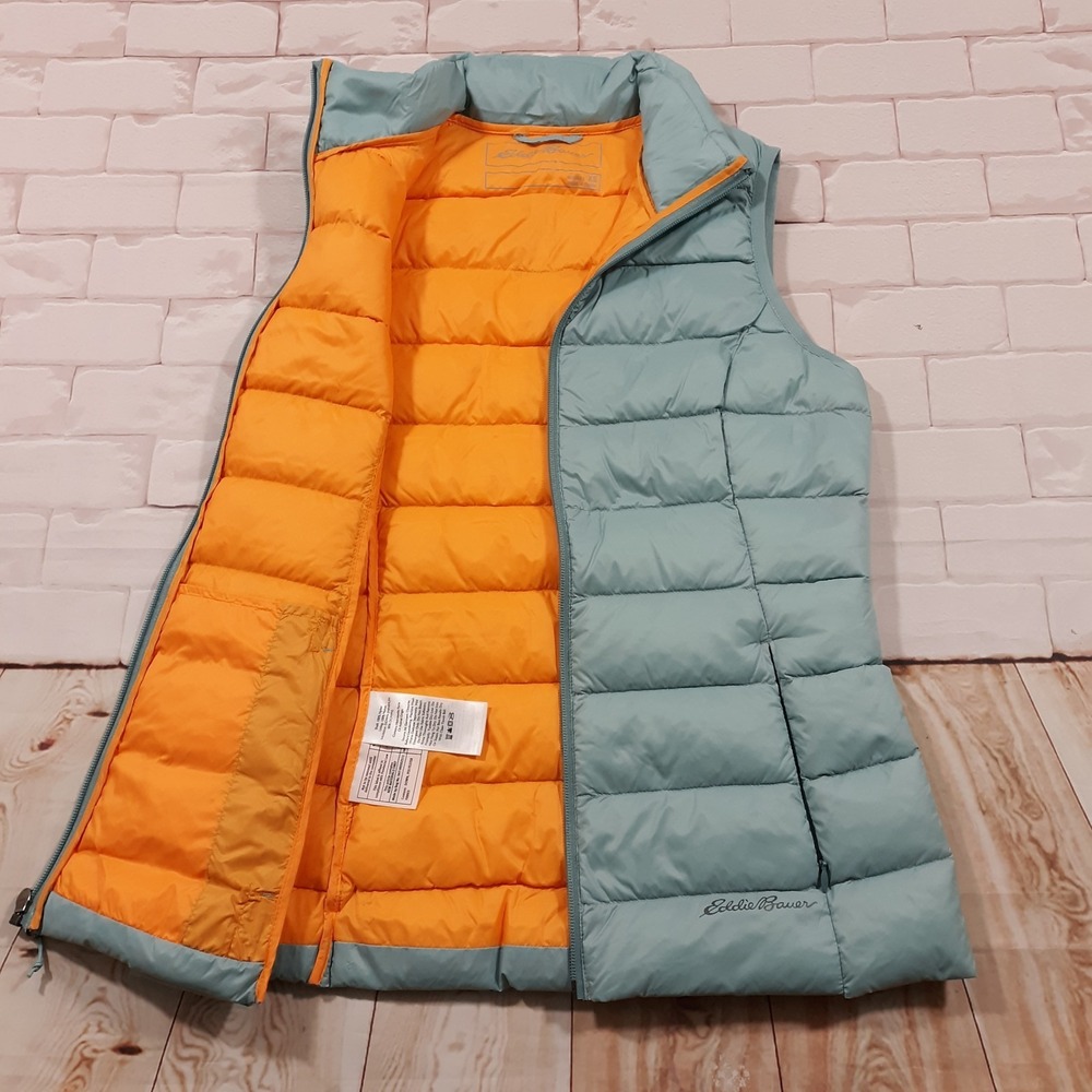 Eddie Bauer Puffer Vest Womens XS Down Fill Outdoor Hiking Travel EB650 Blue